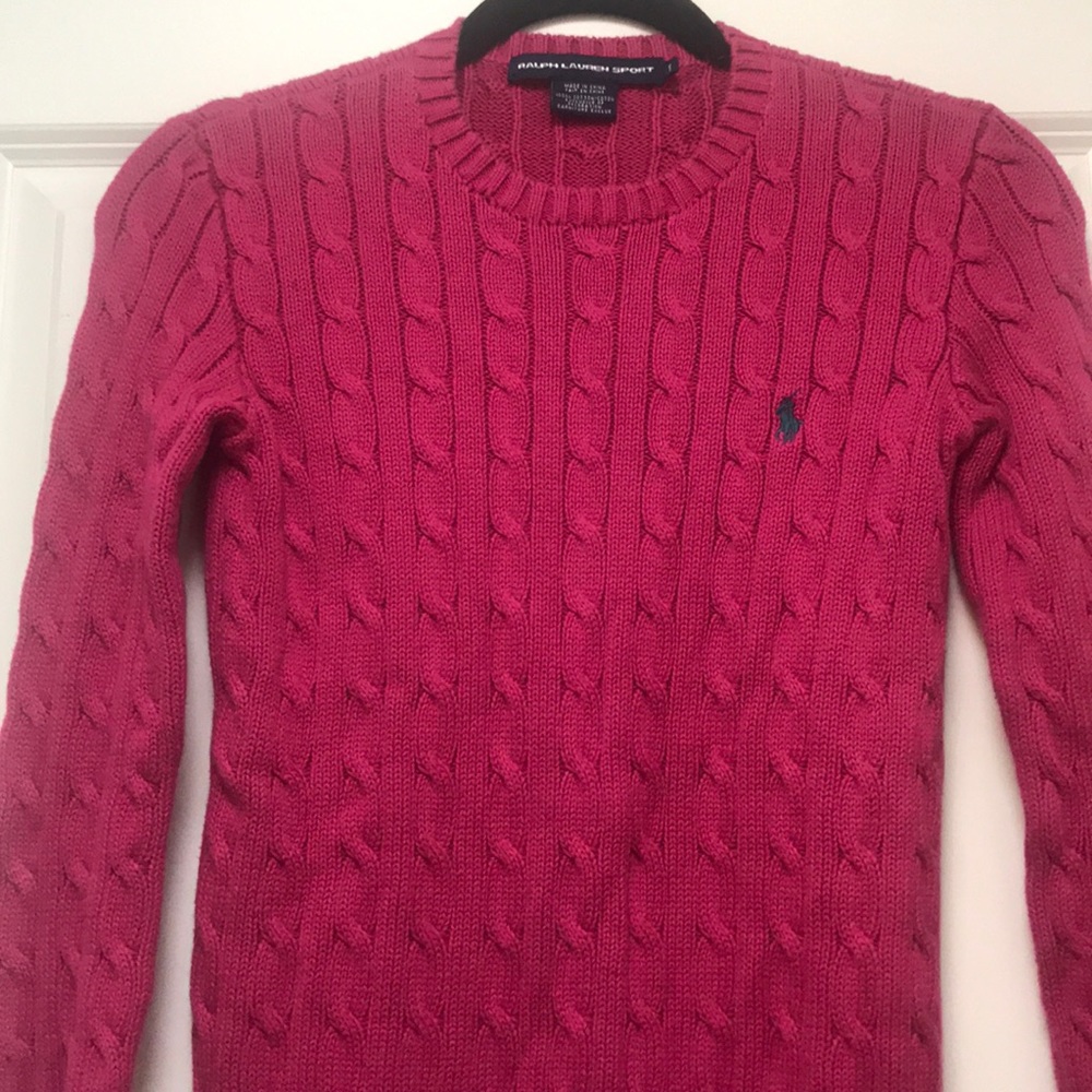 Pink Ralph Lauren Sport Cable Knit Sweater